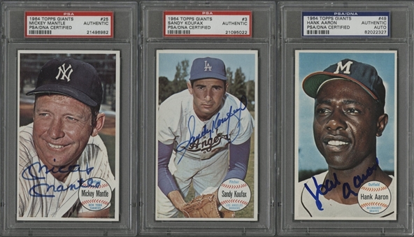 1964 Topps Giants Signed Near Set (58/60) Including Mantle, Mays and Koufax